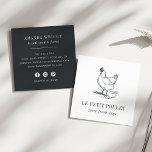 Vintage Hen | Boerderij land Vierkante Visitekaartje<br><div class="desc">Markt uw kleine boerderij-, ranch- of eicelaar-boerderij met onze chic -stijl-visitekaartjes met een uitgelijnde kippenillustratie en twee regels aangepaste tekst aan de voorkant. Voeg uw volledige contactgegevens aan de rug in wit op geborstelde houtskool zwarte. Inclusief drie pictogrammen voor sociale media en een veld voor uw handvat voor sociale media....</div>