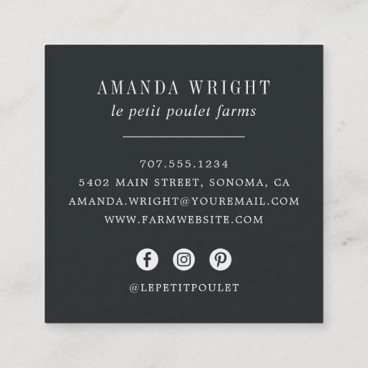 Vintage Hen | Boerderij land Vierkante Visitekaartje (Achterkant)