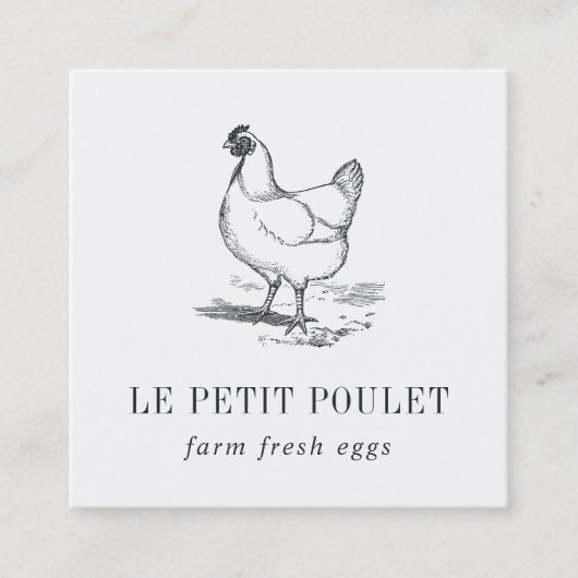Vintage Hen | Boerderij land Vierkante Visitekaartje (Voorkant)