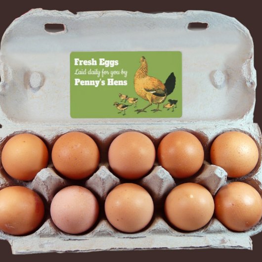 Vintage Hen en Chicken Fresh Eggs Carton Label