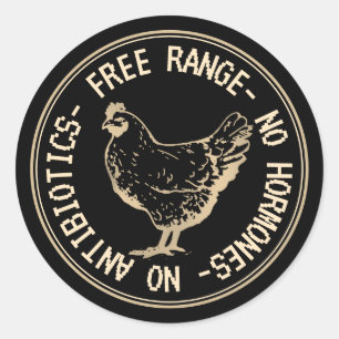 Vintage Hen Free Range No Hormones Emblem Ronde Sticker