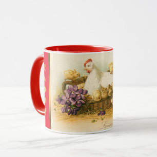 Vintage Henen en kippen Pasen Mok