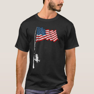 Vintage Hengel Amerikaanse Vlag Vissen 4 juli  T-shirt