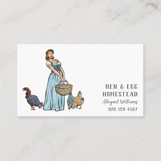 Vintage hennen QRCode Visitekaartje (Voorkant)