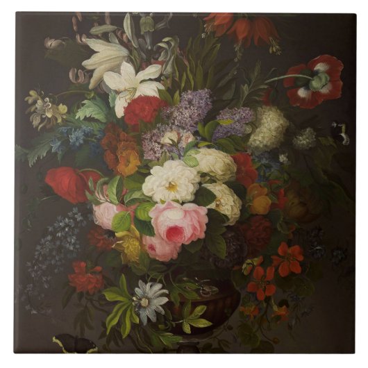 Vintage Henryka Beyer Flowers Tegeltje (Voorkant)