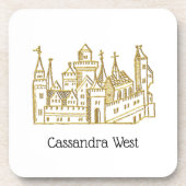 Vintage Heraldic Castle #2 Crest Faux Gold Onderzetter (Voorkant)