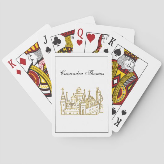 Vintage Heraldic Castle #2 Crest Faux Gold Speelkaarten (Achterkant)