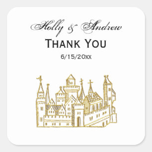 Vintage Heraldic Castle #2 Crest Faux Gold Vierkante Sticker