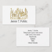 Vintage Heraldic Castle #2 Crest Faux Gold Visitekaartje (Voorkant / Achterkant)