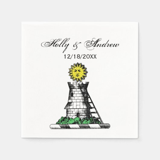 Vintage Heraldic Medieval Castle Emblem Crest Servetten (Voorkant)