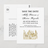 Vintage Heraldisch Kasteel #2 Wapen Faux Goud Aankondigingskaart (Voorkant / Achterkant)