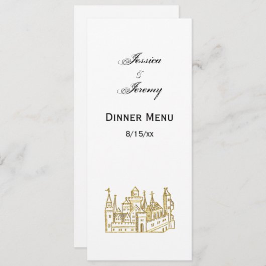 Vintage Heraldisch Kasteel #2 Wapen Faux Goud Kaart (Voorkant / Achterkant)