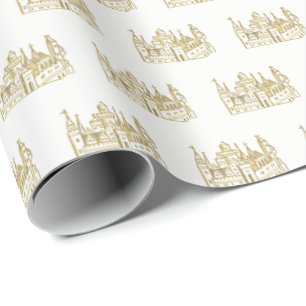 Vintage Heraldisch Kasteel #2 Wapenschild Nep Goud Cadeaupapier