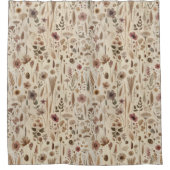 Vintage Herbarium Geperste Bloem Boho Bruiloftssho Douchegordijn (Voorkant)