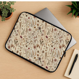 Vintage Herbarium Geperste Bloem Botanische Laptop Sleeve