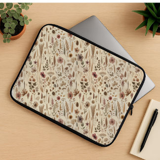 Vintage Herbarium Geperste Bloem Botanische Laptop Sleeve
