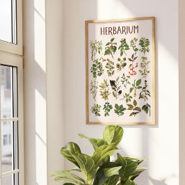 Vintage Herbarium Groene Plant Kaart Muurkunst Poster