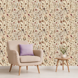 Vintage Herbarium Pressed Flower Botanical  Behang