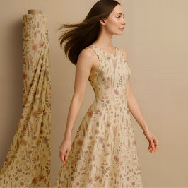 Vintage Herbarium Pressed Flower Botanical Fabric Stof