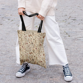 Vintage Herbarium Pressed Flower Botanical Tote Ba Bag