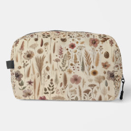 Vintage Herbarium Pressed Flower Print Cut Sew Bag Toilettasje