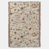 Vintage Herbarium Pressed Flower Throw Blanket Deken (Voorkant Verticaal)