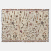 Vintage Herbarium Pressed Flower Throw Blanket Deken (Voorkant)