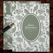 Vintage Herbarium Saliegroen Aangepaste Titelpagin