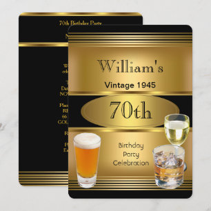 Vintage heren 70e verjaardagsfeest goud bier 1945 kaart