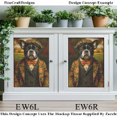 Vintage Heren Frenchie Hond Kunst EW6L Decoupage Tissuepapier