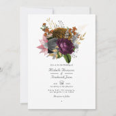 Vintage herfst bloem QR-code RSVP bruiloft Kaart (Voorkant)