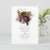 Vintage herfst bloem QR-code RSVP bruiloft Kaart (Staand voorkant)