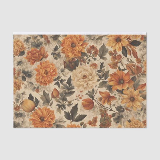 Vintage Herfst Bloemendecoupage Paddenstoelen Tissuepapier (Voorkant)