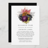 Vintage herfst bloemige uitnodiging voor verkleind (Voorkant / Achterkant)