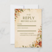 Vintage Herfst Bloemstuk RSVP Kaartje (Voorkant)