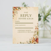 Vintage Herfst Bloemstuk RSVP Kaartje (Staand voorkant)
