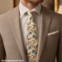 Vintage Herfst Eikenblad | Elegante Blauwe en Goud