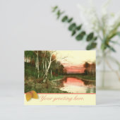 Vintage Herfst landschapsscène briefkaart Waterver (Staand voorkant)
