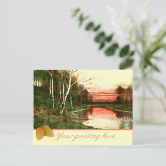 Vintage Herfst landschapsscène briefkaart Waterver (Staand voorkant)