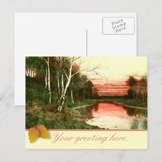 Vintage Herfst landschapsscène briefkaart Waterver (Voorkant / Achterkant)