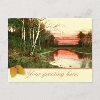 Vintage Herfst landschapsscène briefkaart Waterver