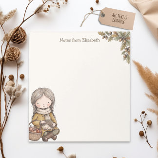 Vintage Herfst Meisje Boshuis Cottagecore Schrijve Notitieblok