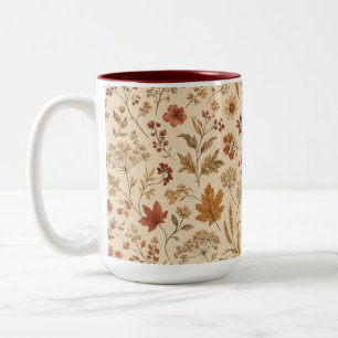 Vintage Herfst Platteland Botanische Patroon Mok