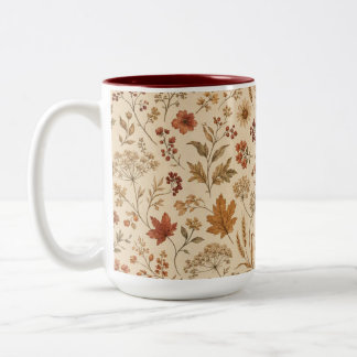 Vintage Herfst Platteland Botanische Patroon Mok