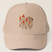 Vintage herfst wilde bloem botanische collage trucker pet (Voorkant)