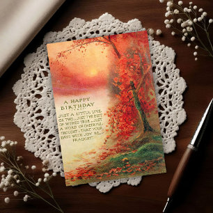 Vintage Herfst Zonsondergang 1917 Verjaardag Briefkaart