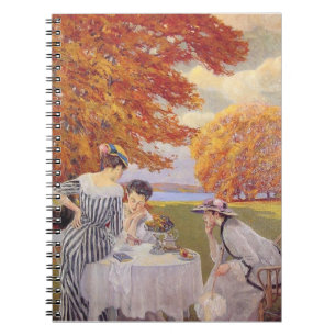 Vintage herfsttuin thee feestje Elegante Edwardiaa Notitieboek