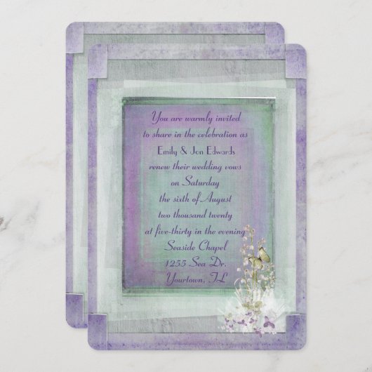 Vintage - hernieuwing huwelijk kaart (Voorkant / Achterkant)