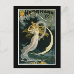 Vintage Herrmann Maid van het Poster Moon Briefkaart