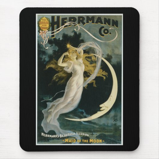 Vintage Herrmann Maid van het Poster Moon Muismat (Voorkant)